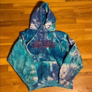 Girls Long Beach Island Blue Tiedye Hoodie